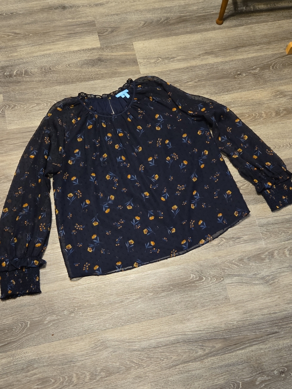 Draper James Navy Floral Blouse XL